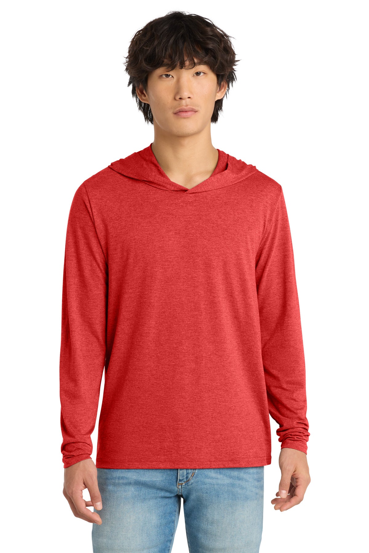 District Perfect Tri Long Sleeve Hoodie. DM139 - Red Frost - front