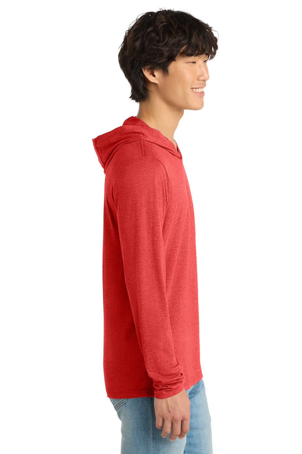 District Perfect Tri Long Sleeve Hoodie. DM139 - Red Frost - side