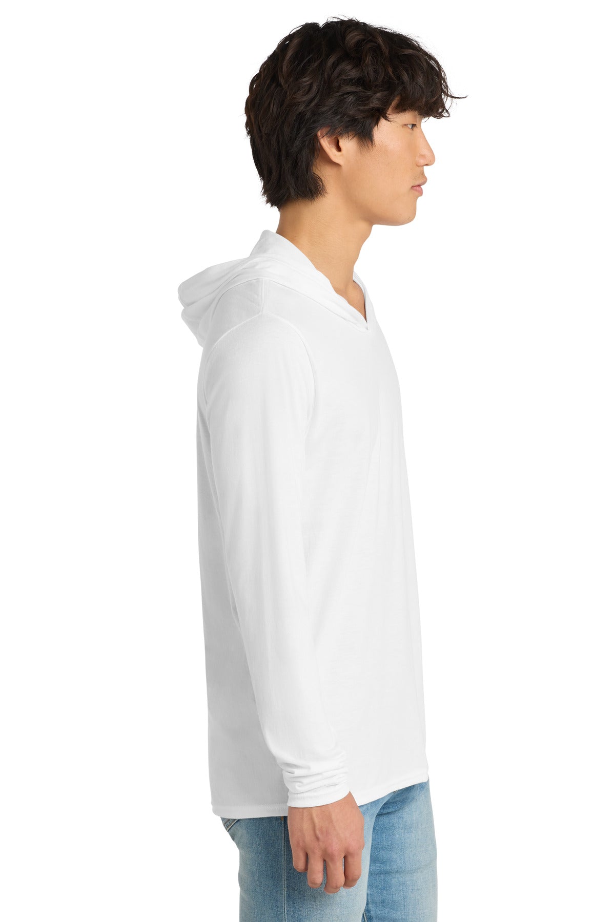 District Perfect Tri Long Sleeve Hoodie. DM139 - White - side