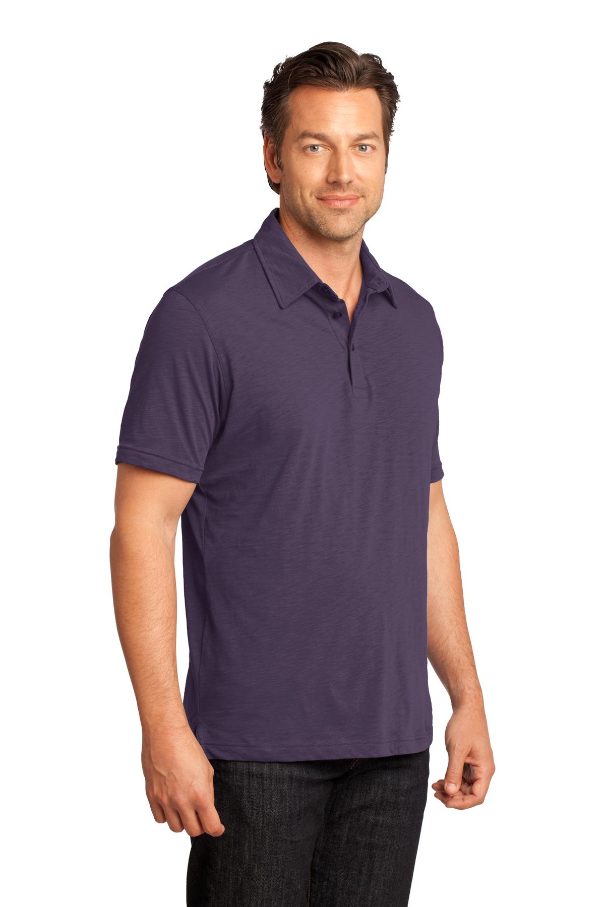 DISCONTINUED District Made - Mens Slub Polo. DM350 - Eggplant - three_q