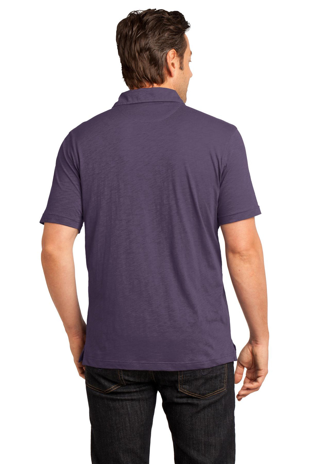 DISCONTINUED District Made - Mens Slub Polo. DM350 - Eggplant - back
