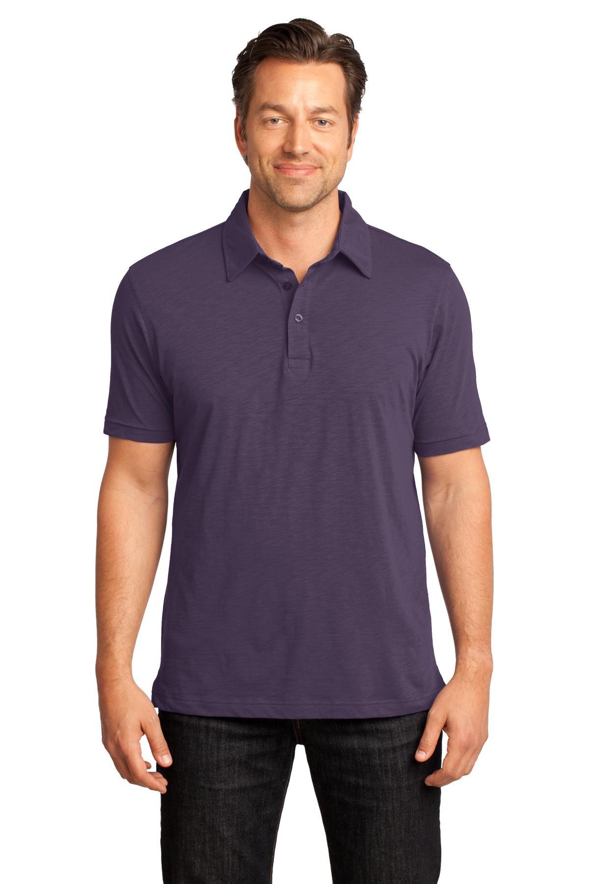 DISCONTINUED District Made - Mens Slub Polo. DM350 - Eggplant - front