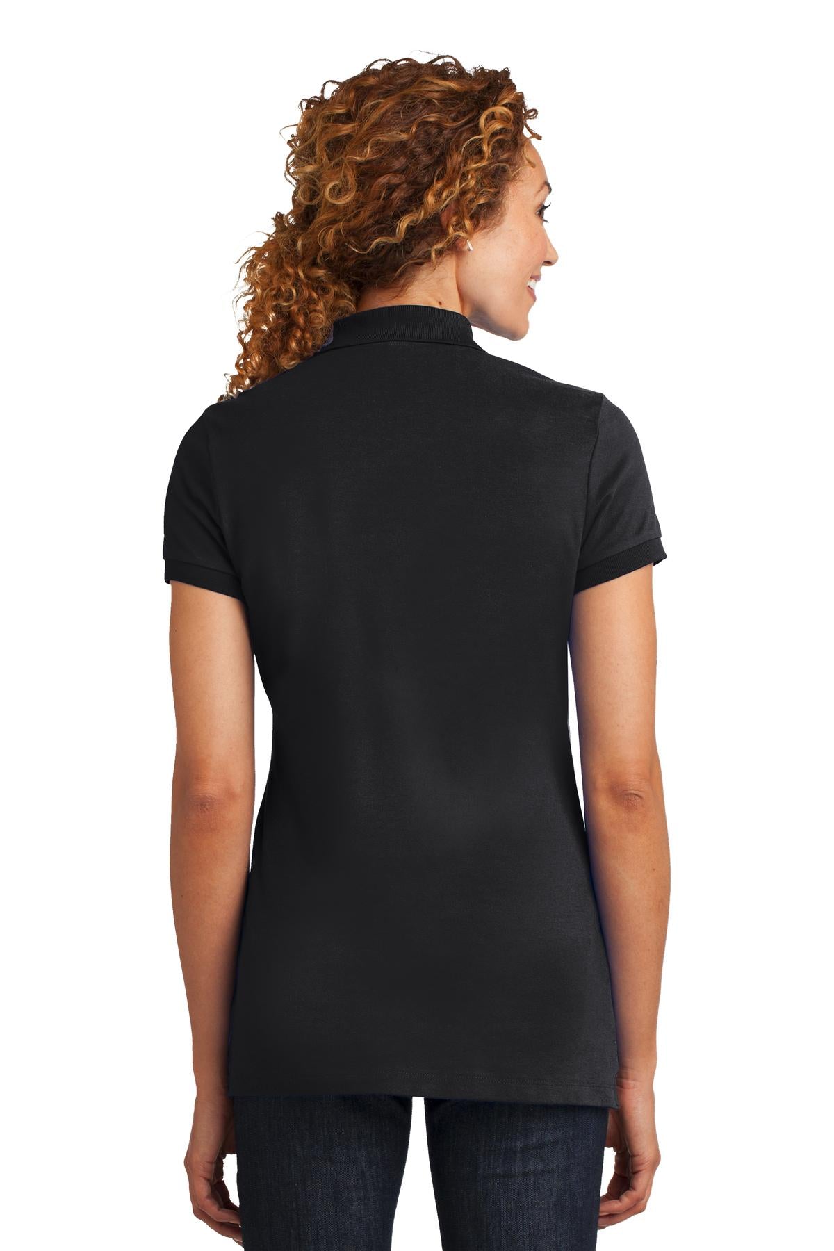 DISCONTINUED District Made Ladies Stretch Pique Polo. DM425 - Black - back