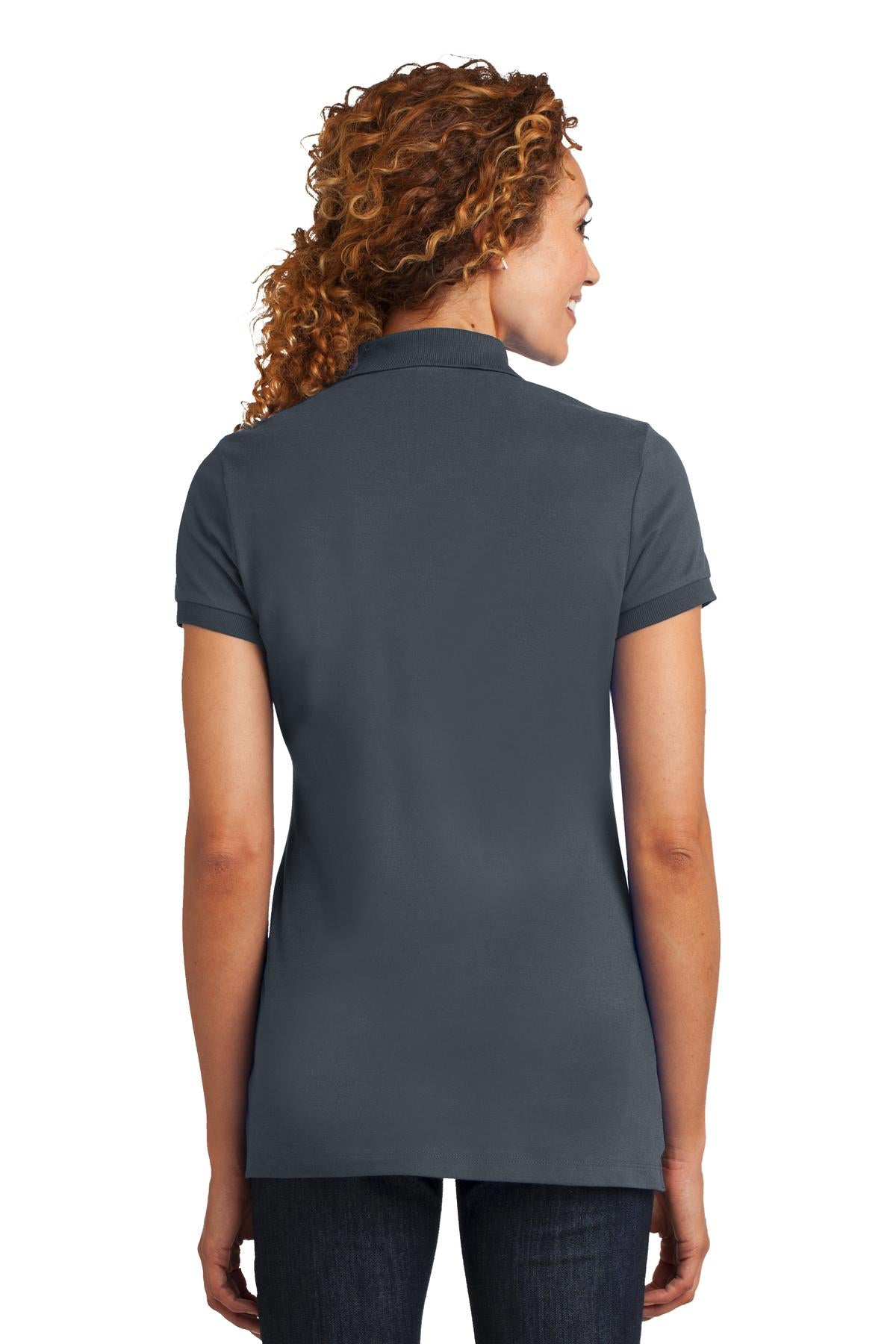 DISCONTINUED District Made Ladies Stretch Pique Polo. DM425 - Grey Smoke - back