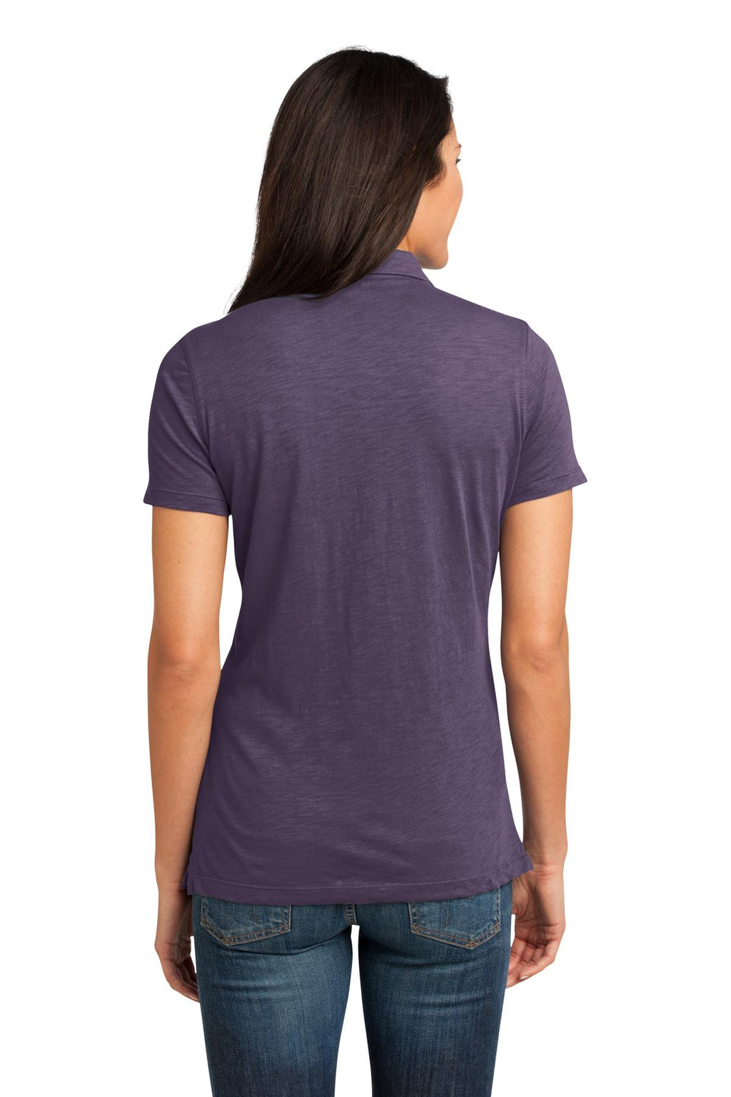 DISCONTINUED District Made - Ladies Slub Polo. DM450 - Eggplant - back