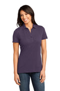 DISCONTINUED District Made - Ladies Slub Polo. DM450 - Eggplant - front
