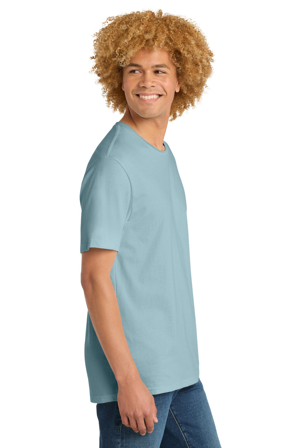 District Perfect Weight Tee. DT104 - Blue Fog - side