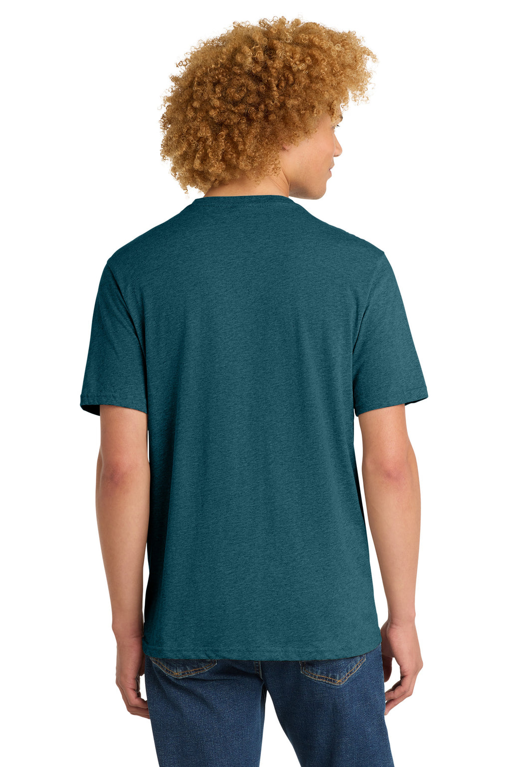 District Perfect Weight Tee. DT104 - Caribbean Blue Heather - back