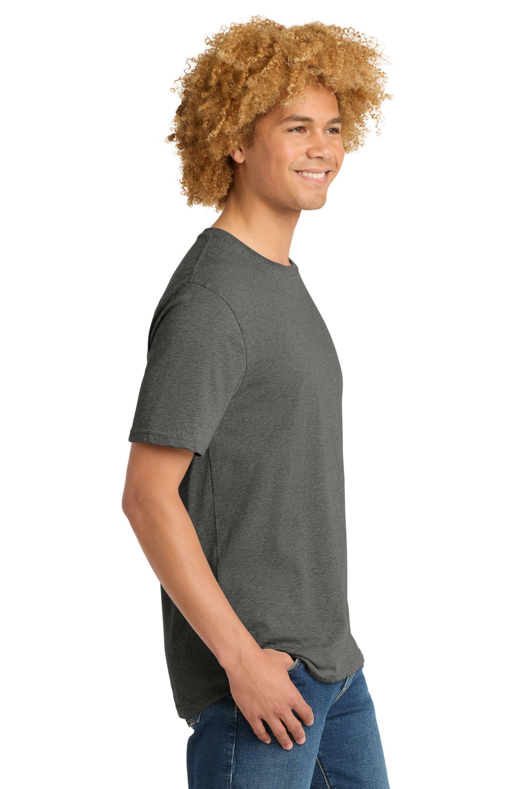 District Perfect Weight Tee. DT104 - Heathered Charcoal - side