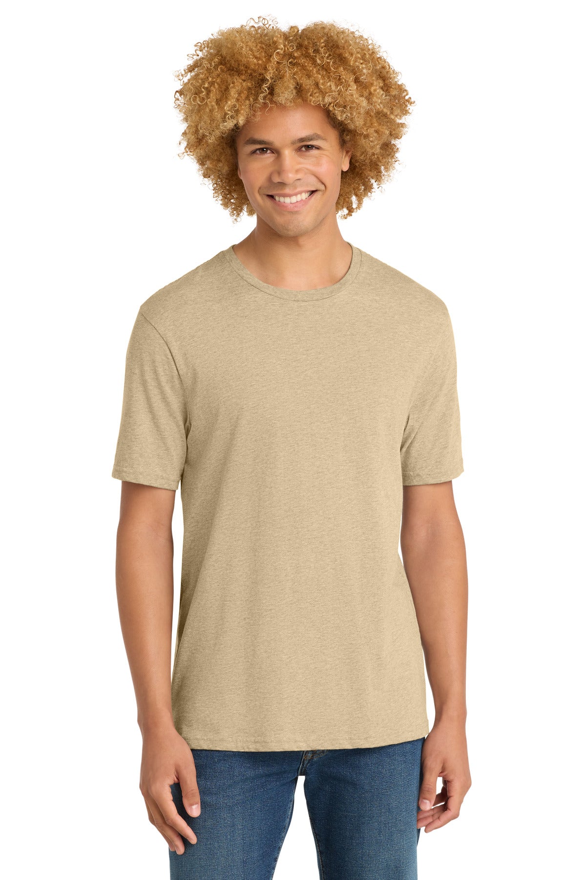 District Perfect Weight Tee. DT104 - Heathered Latte - front