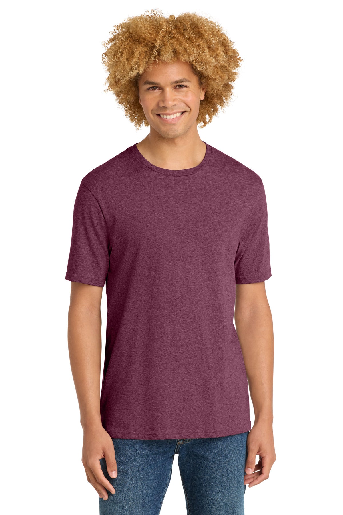 District Perfect Weight Tee. DT104 - Heathered Loganberry - front
