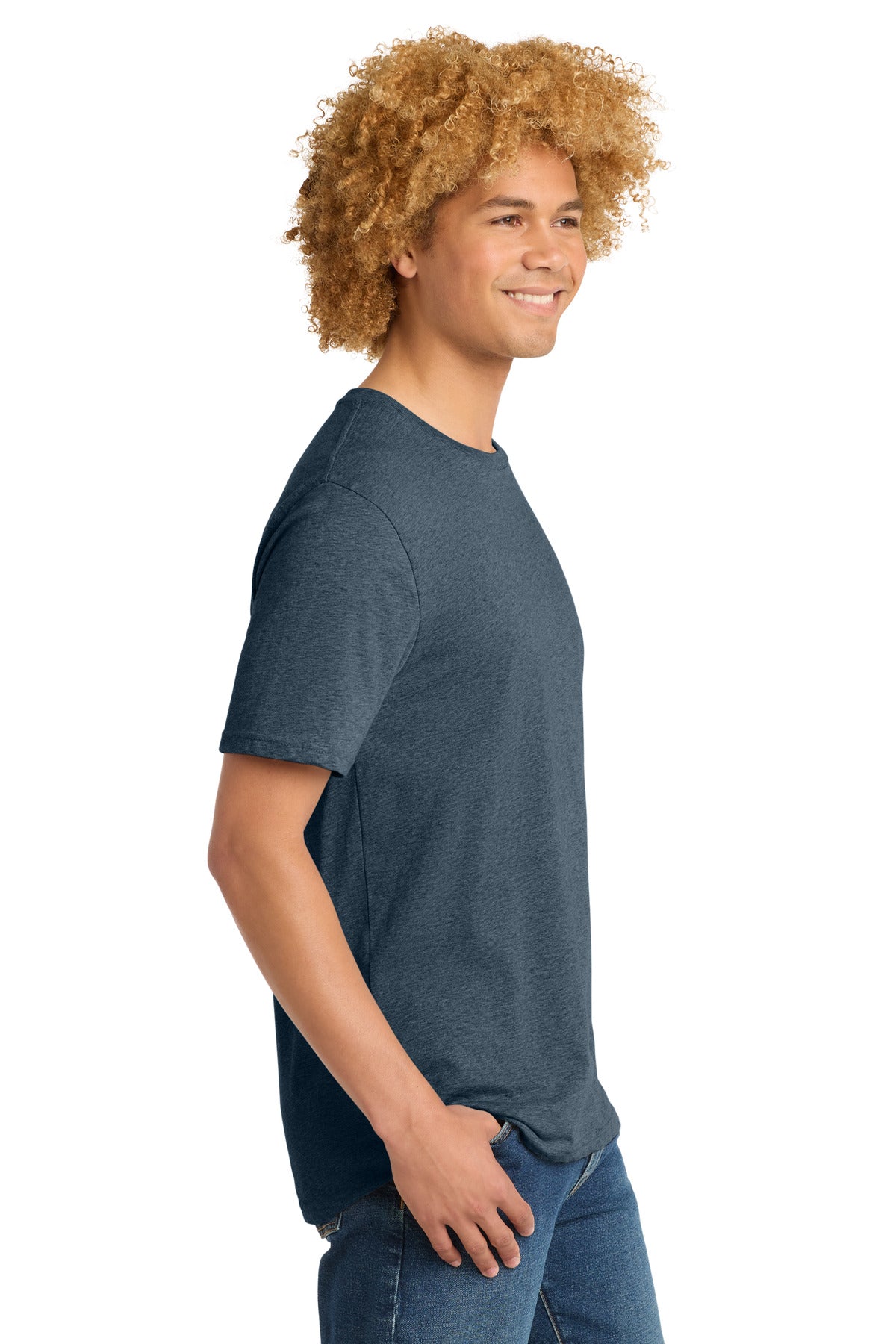 District Perfect Weight Tee. DT104 - Heathered Navy - side