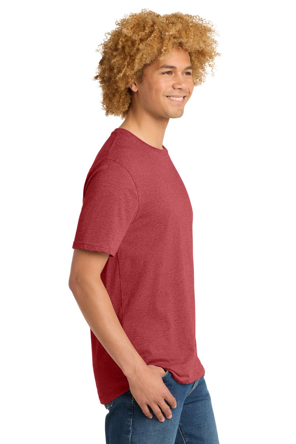 District Perfect Weight Tee. DT104 - Heathered Red - side