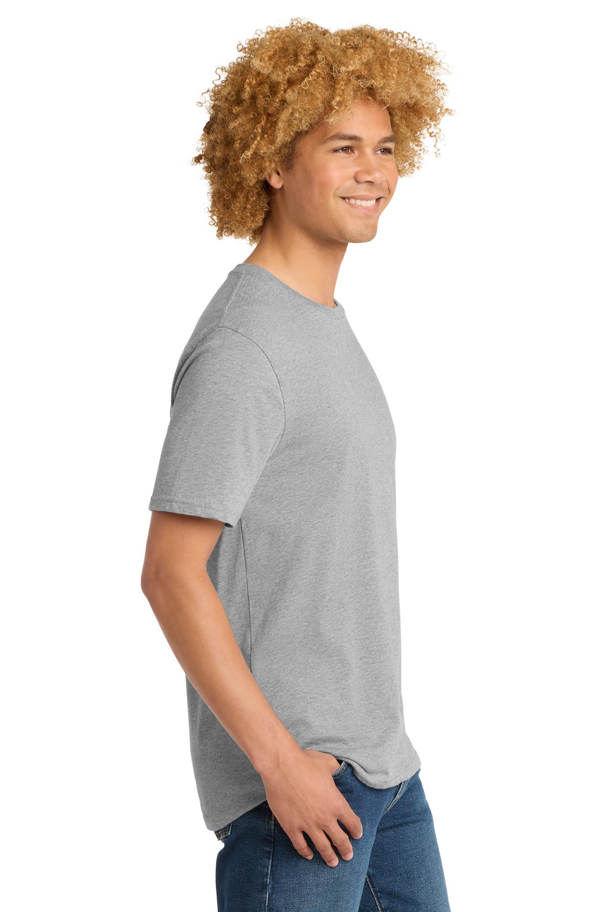 District Perfect Weight Tee. DT104 - Heathered Steel - side