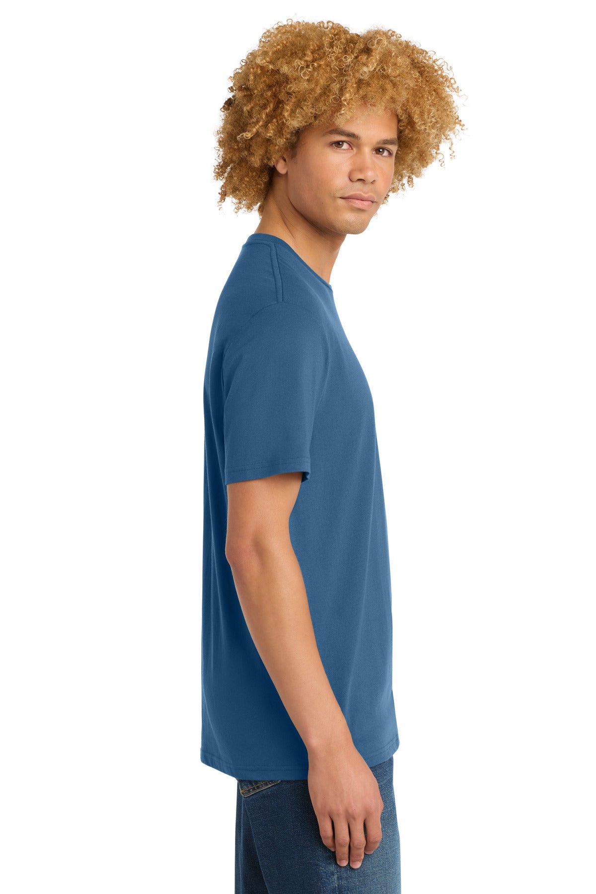 District Perfect Weight Tee. DT104 - Maritime Blue - side