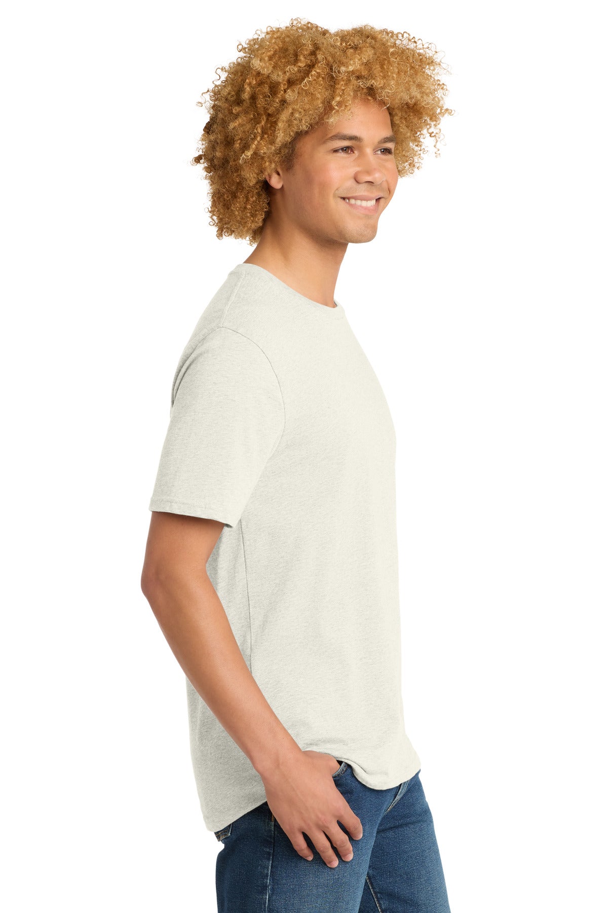 District Perfect Weight Tee. DT104 - Oatmeal Heather - side