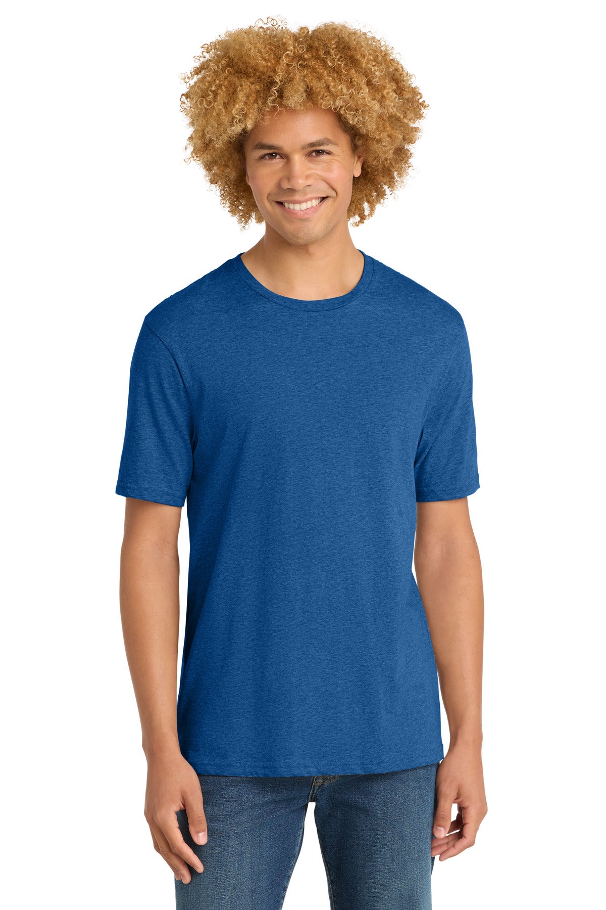 District Perfect Weight Tee. DT104 - Royal Blue Heather - front