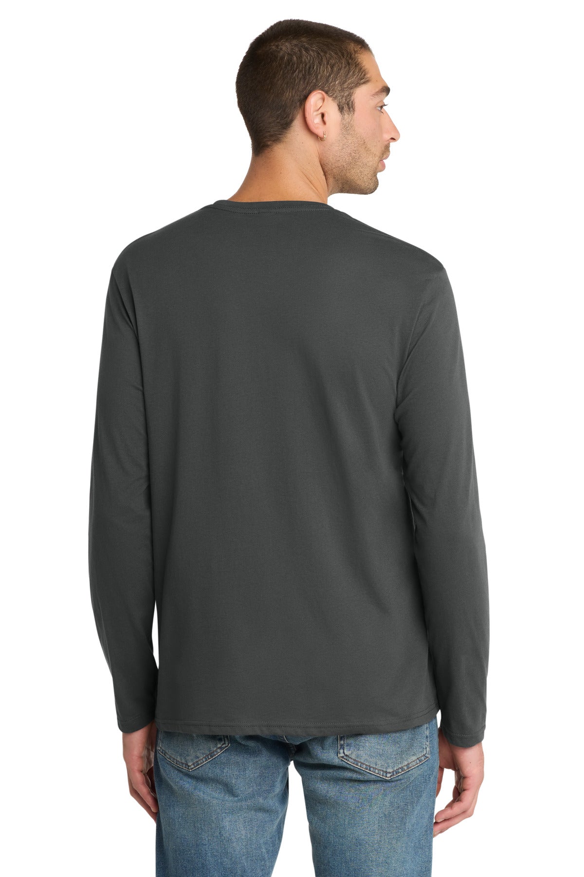 District Perfect Weight Long Sleeve Tee. DT105 - Charcoal - back