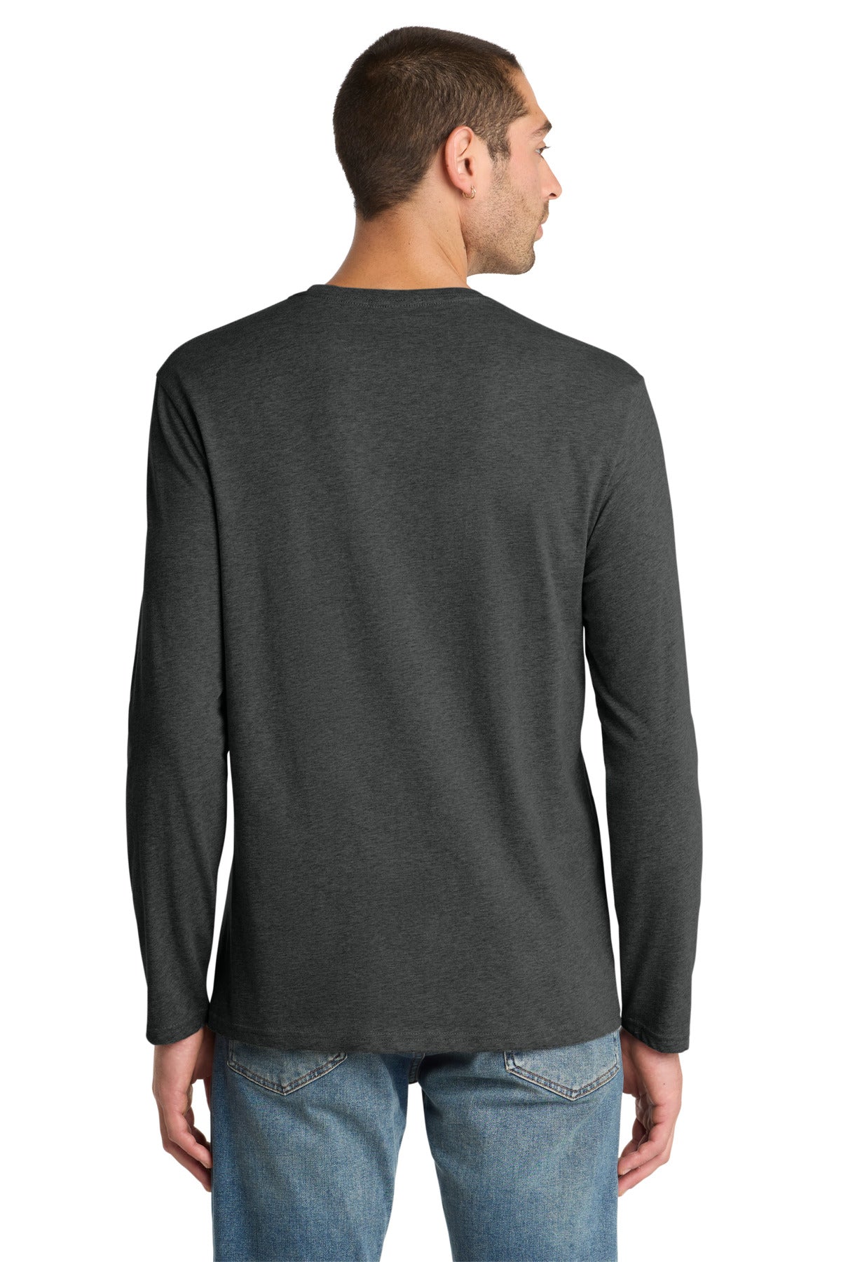 District Perfect Weight Long Sleeve Tee. DT105 - Heathered Charcoal - back
