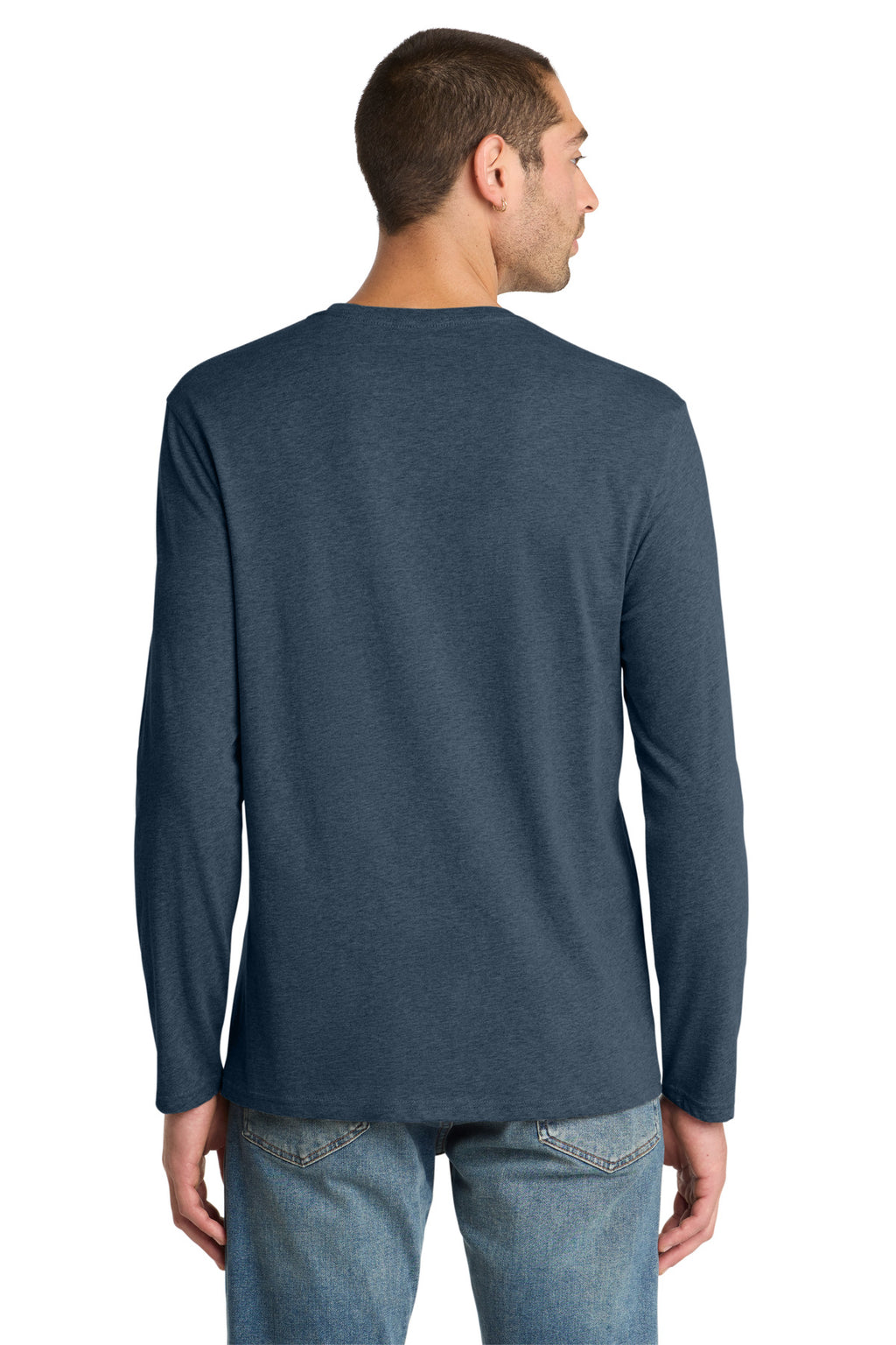 District Perfect Weight Long Sleeve Tee. DT105 - Heathered Navy - back