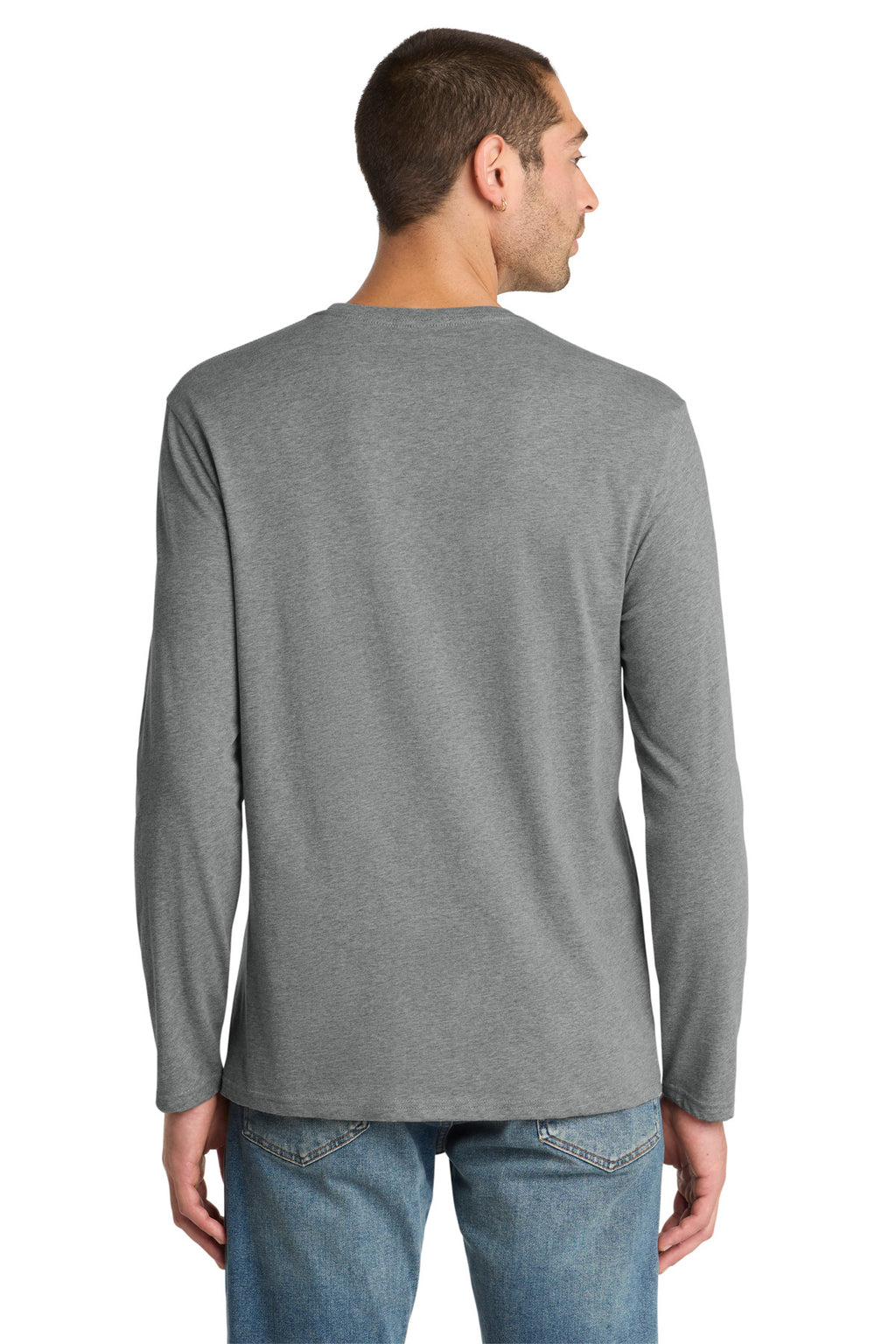 District Perfect Weight Long Sleeve Tee. DT105 - Heathered Steel - back