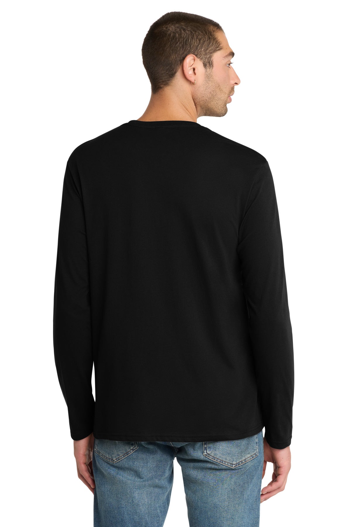 District Perfect Weight Long Sleeve Tee. DT105 - Jet Black - back