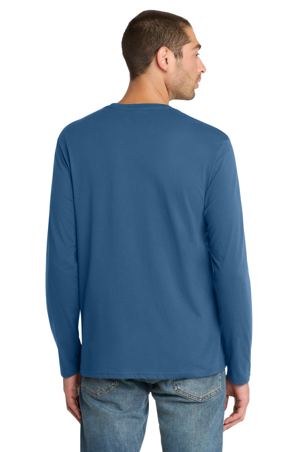 District Perfect Weight Long Sleeve Tee. DT105 - Maritime Blue - back