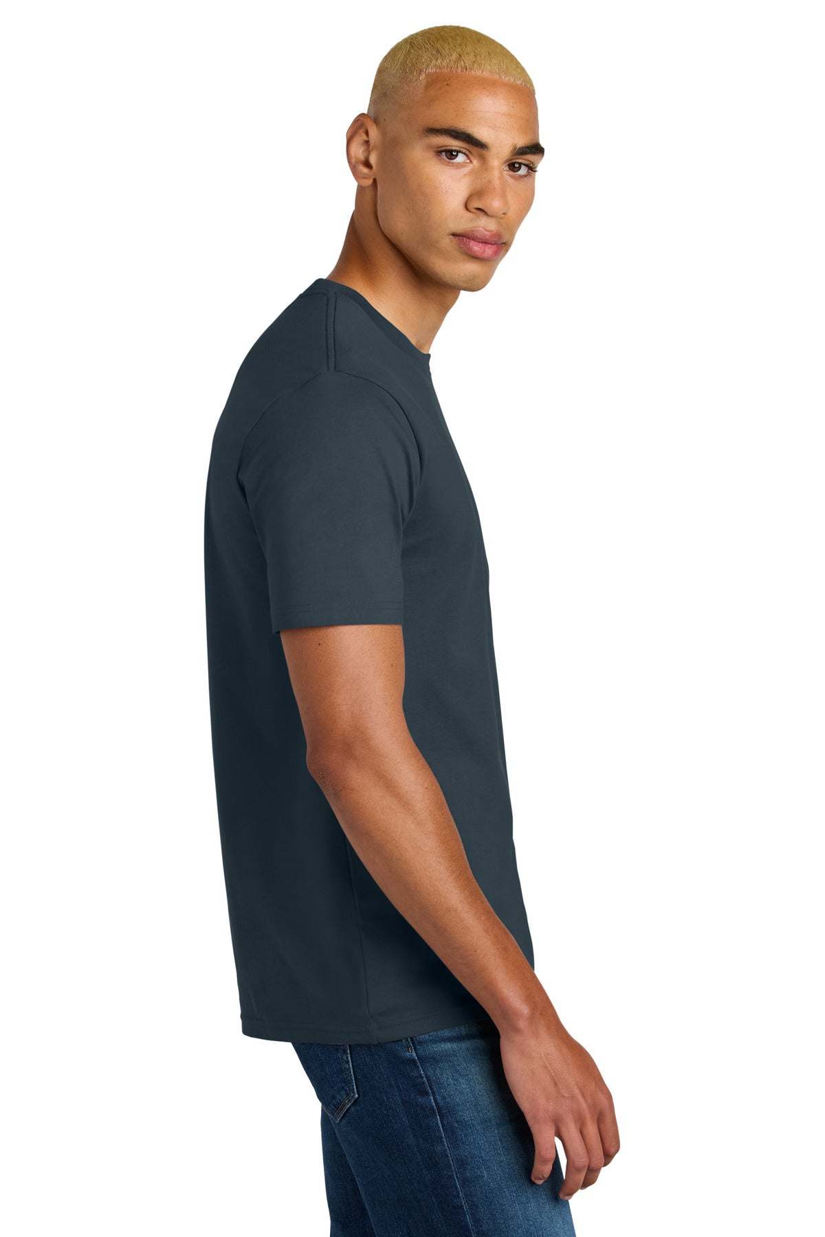 District Perfect Weight Icon Tee DT106 - Deep Steel Blue - side