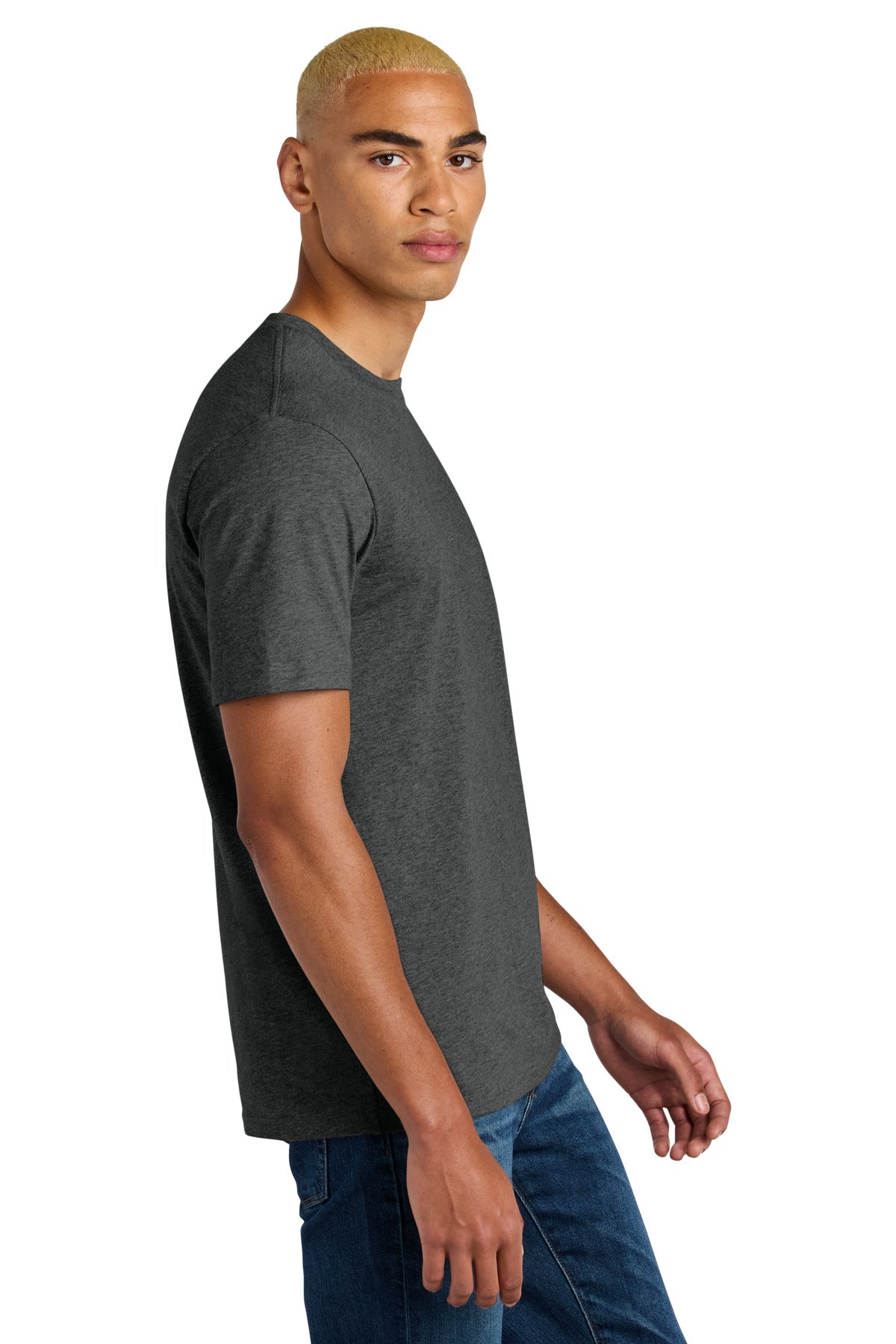 District Perfect Weight Icon Tee DT106 - Heathered Charcoal - side