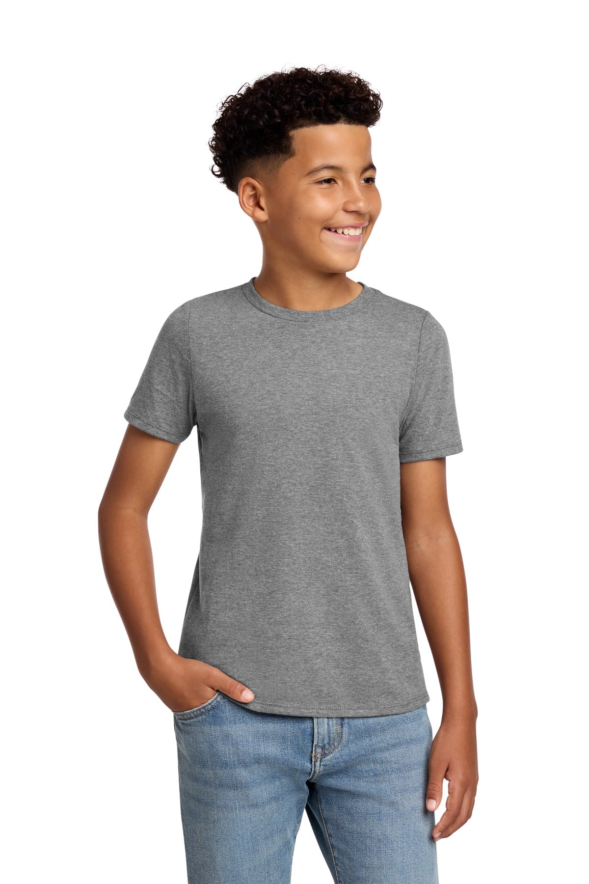 District Youth Perfect Blend CVC Tee DT108Y - Grey Frost - front
