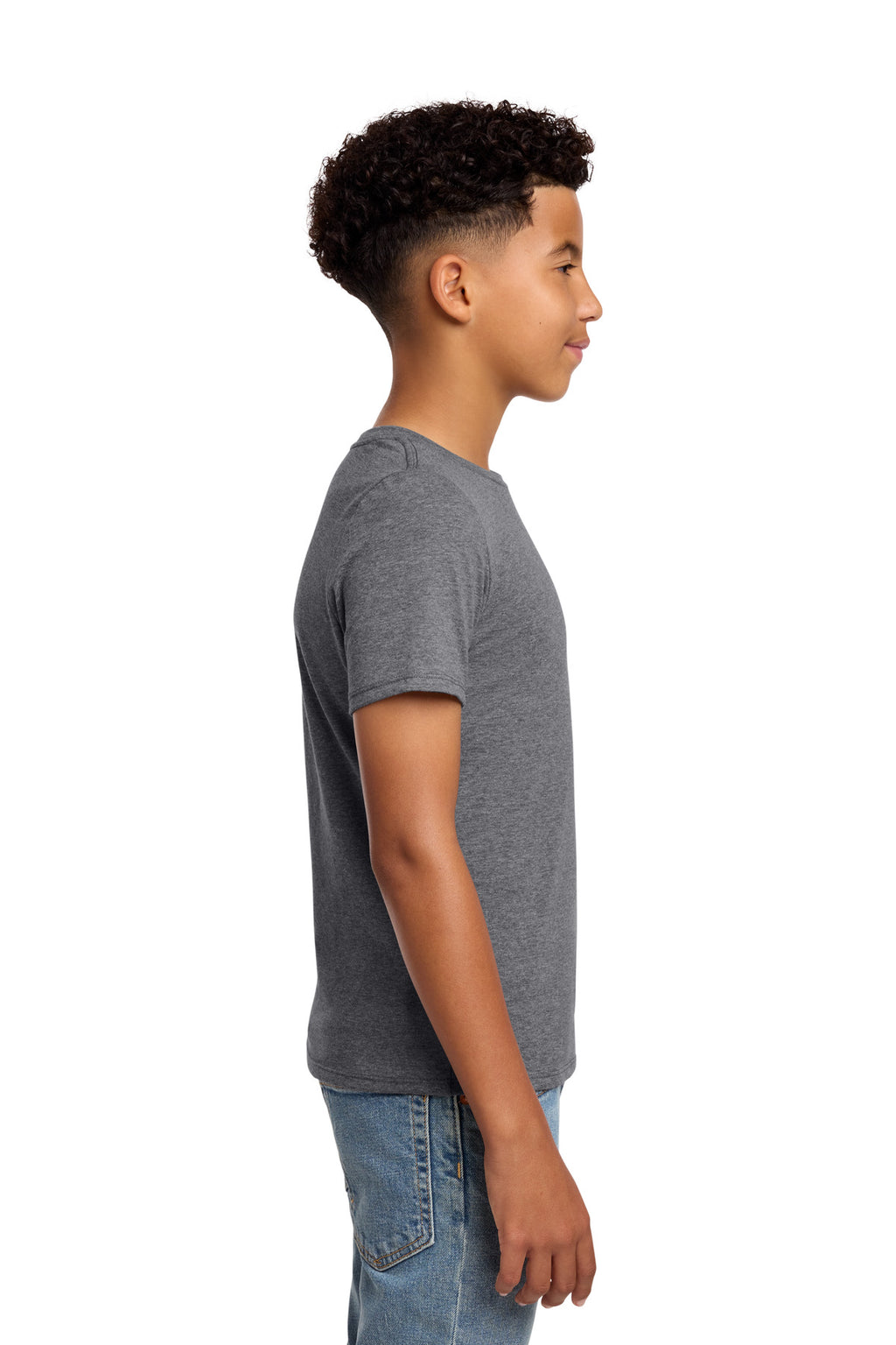 District Youth Perfect Blend CVC Tee DT108Y - Heathered Charcoal - side