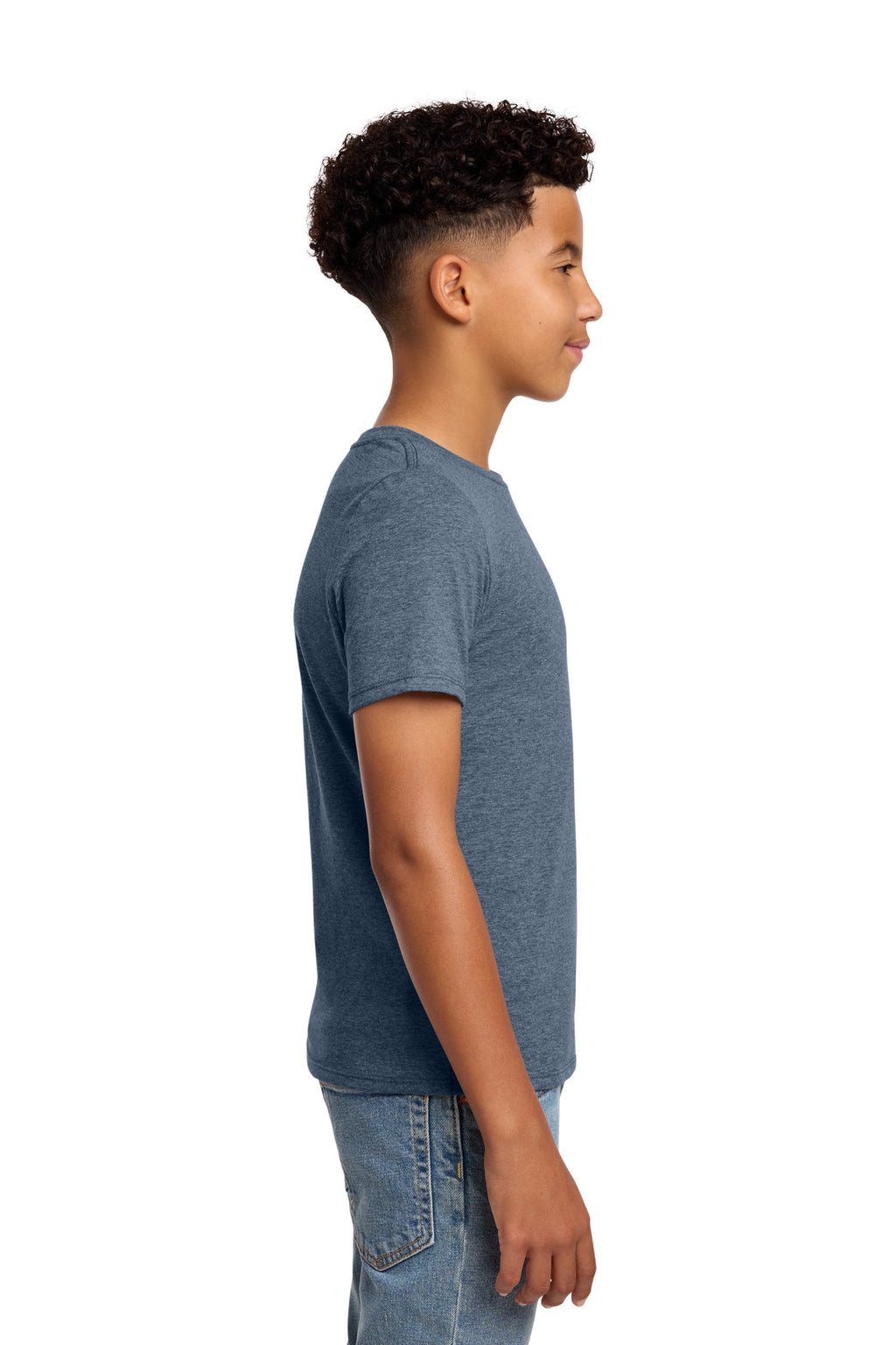 District Youth Perfect Blend CVC Tee DT108Y - Heathered Navy - side