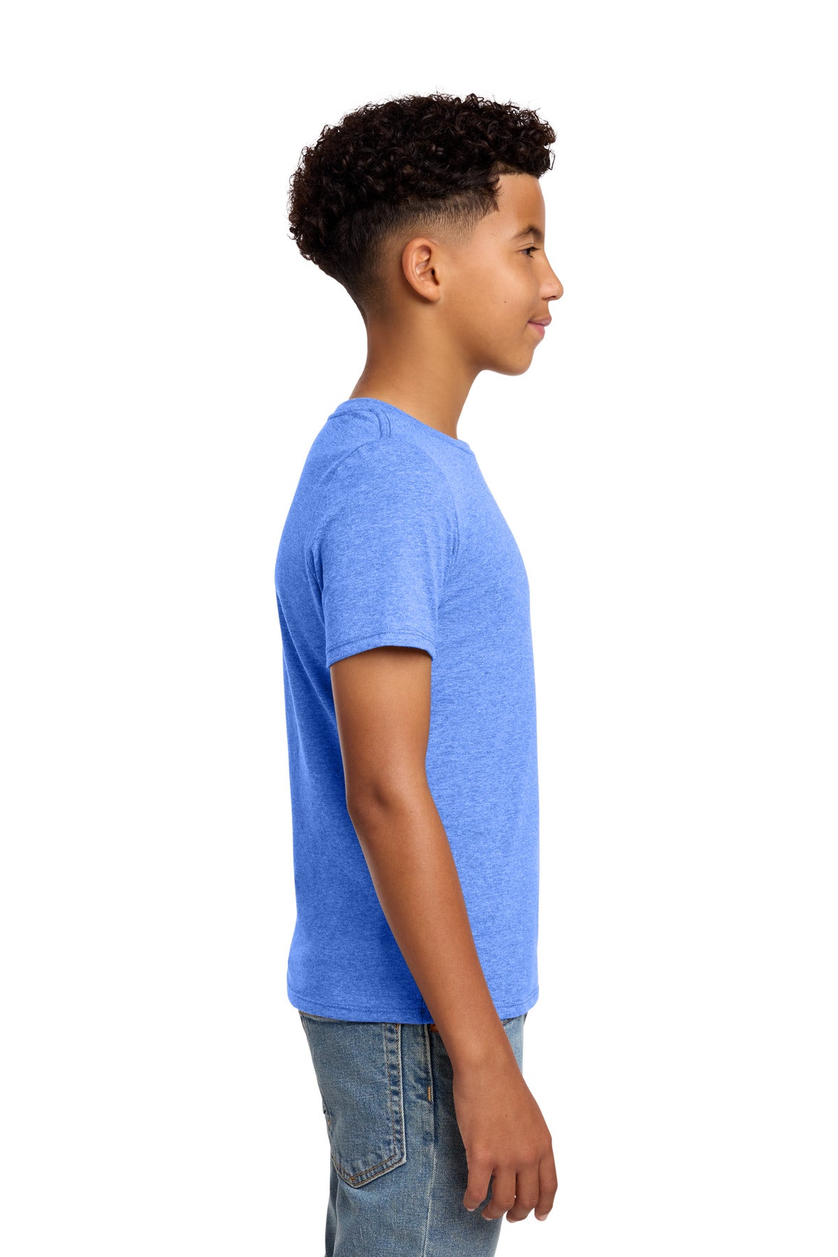 District Youth Perfect Blend CVC Tee DT108Y - Heathered Royal - side