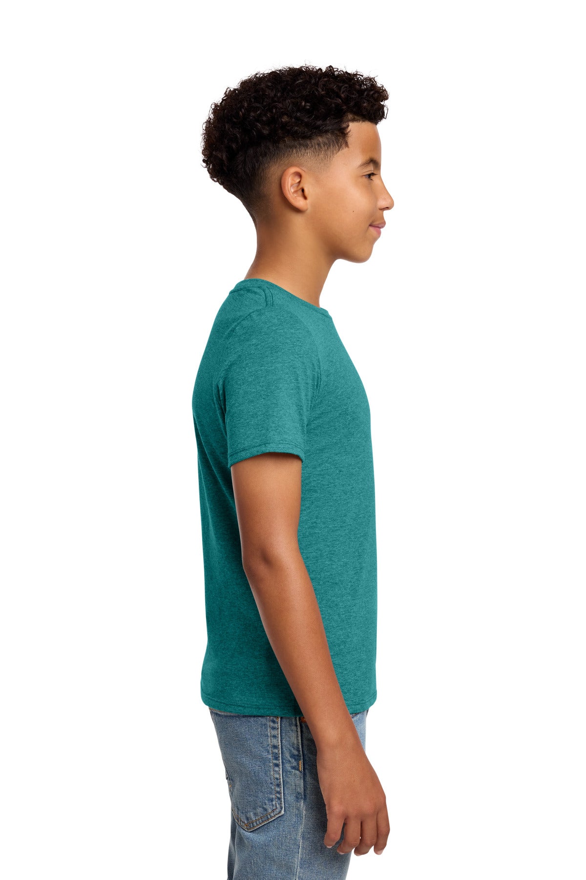 District Youth Perfect Blend CVC Tee DT108Y - Heathered Teal - side