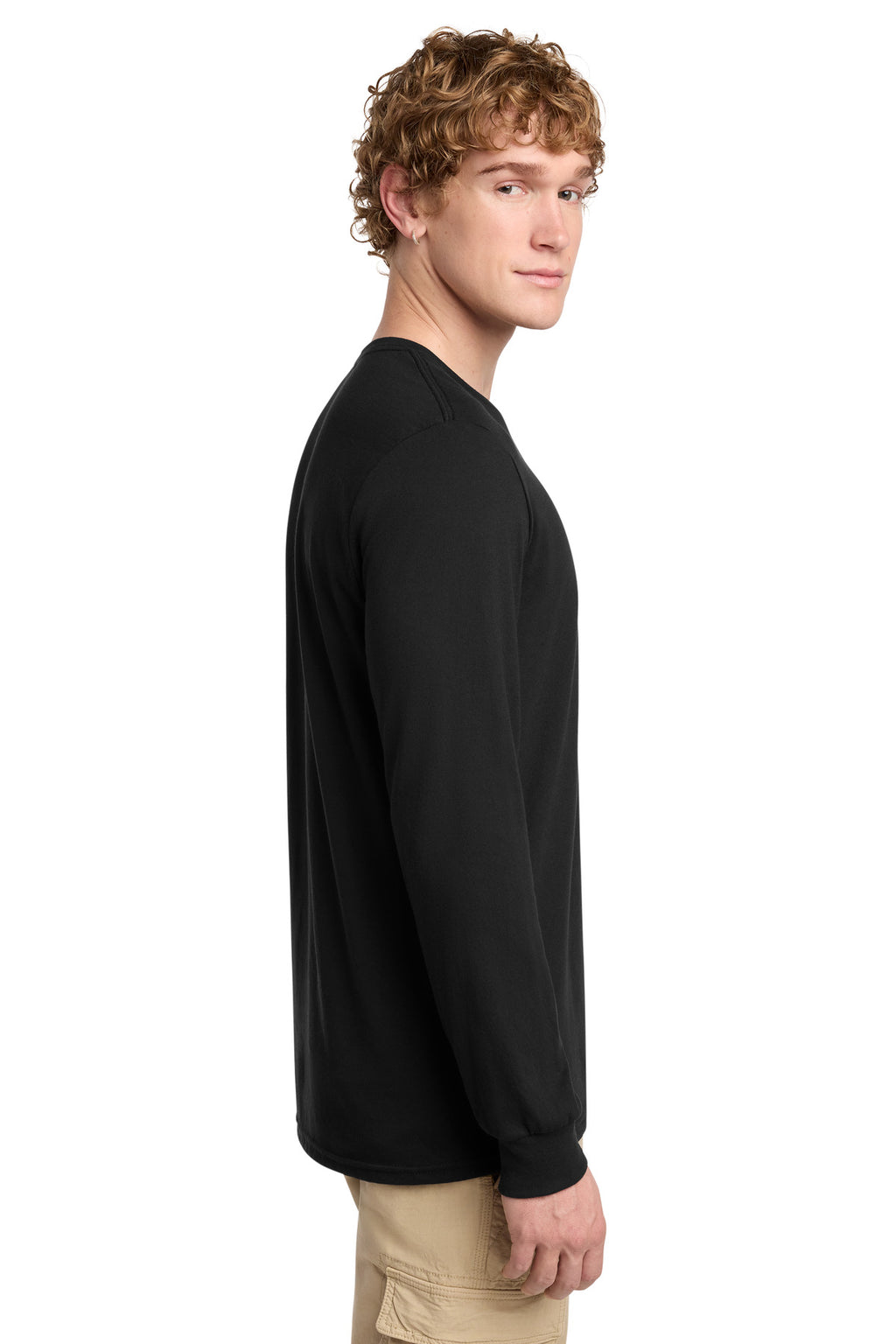 District Perfect Blend CVC Long Sleeve Tee DT109 - Black - side