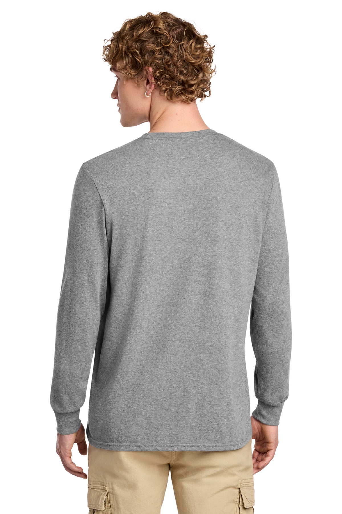 District Perfect Blend CVC Long Sleeve Tee DT109 - Grey Frost - back