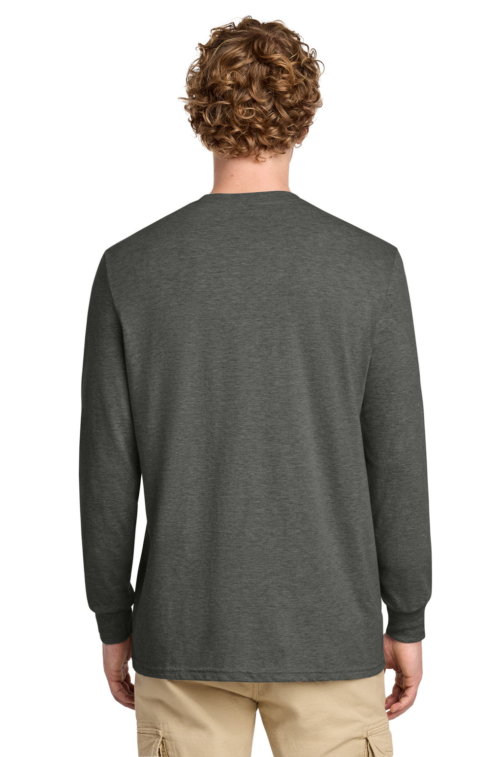 District Perfect Blend CVC Long Sleeve Tee DT109 - Heathered Charcoal - back