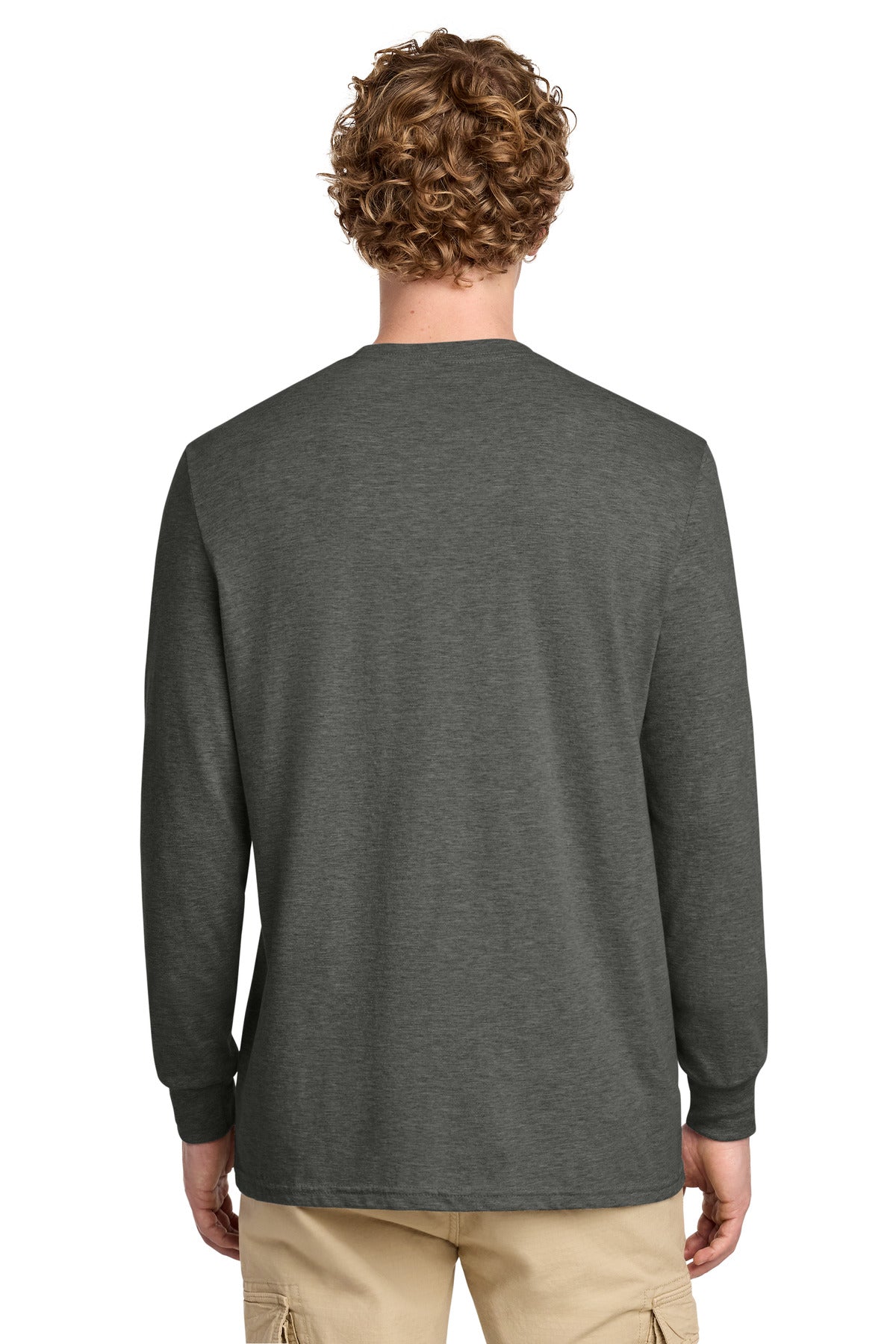 District Perfect Blend CVC Long Sleeve Tee DT109 - Heathered Charcoal - back