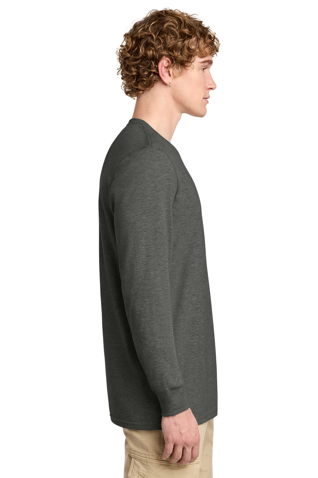District Perfect Blend CVC Long Sleeve Tee DT109 - Heathered Charcoal - side
