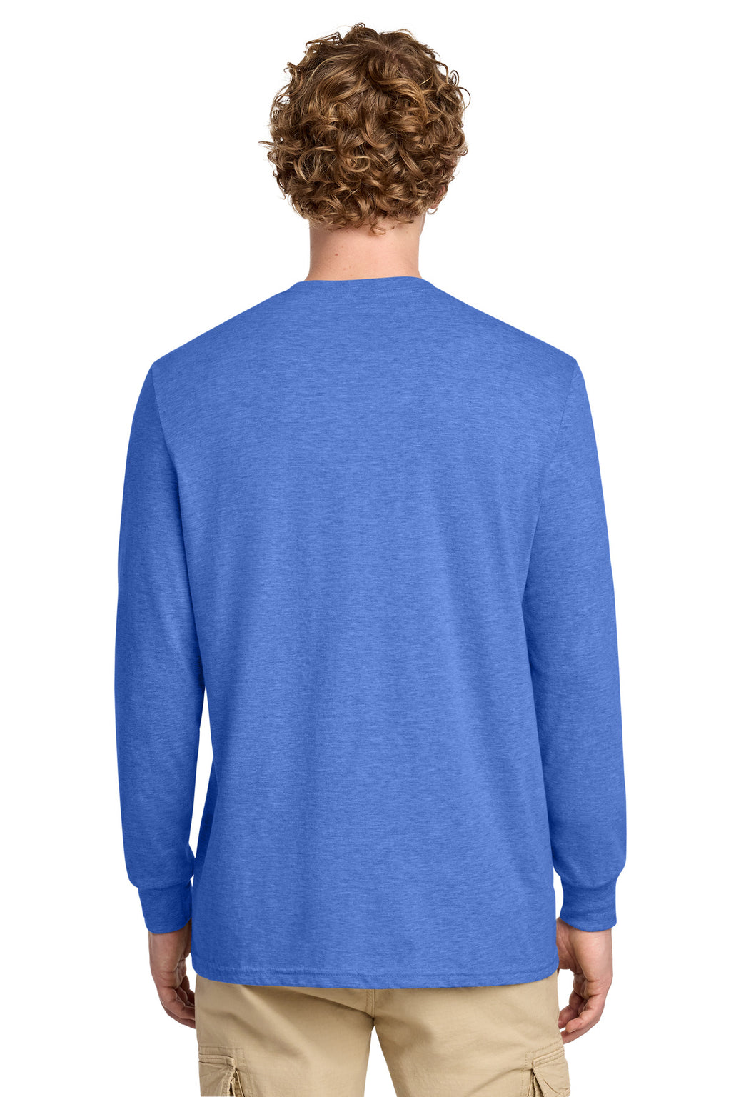 District Perfect Blend CVC Long Sleeve Tee DT109 - Heathered Royal - back