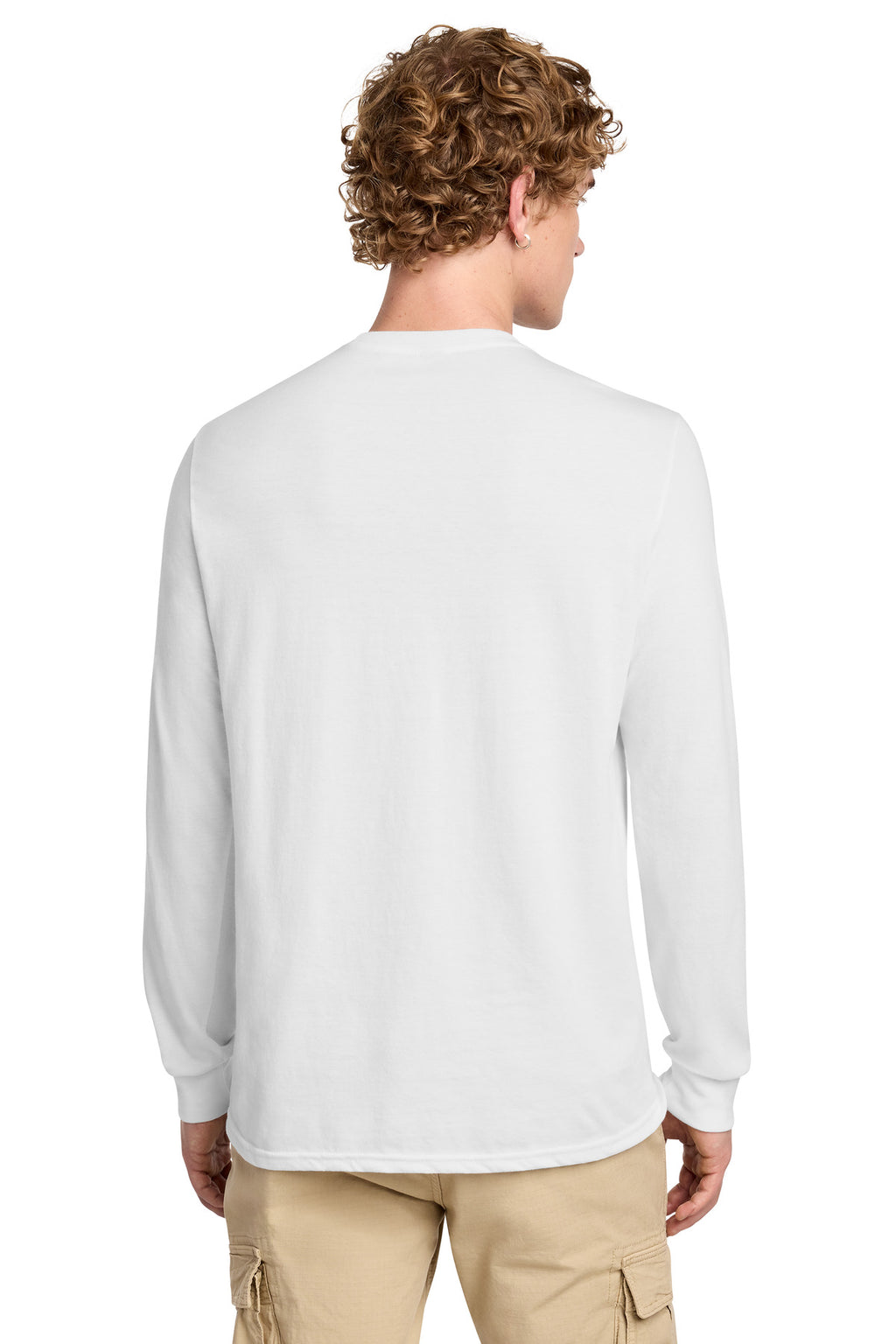 District Perfect Blend CVC Long Sleeve Tee DT109 - White - back