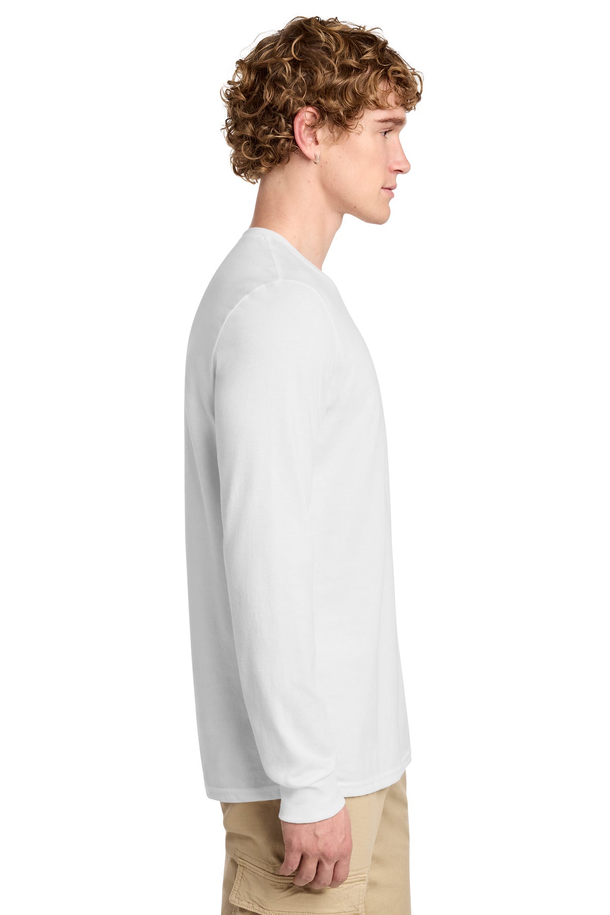 District Perfect Blend CVC Long Sleeve Tee DT109 - White - side
