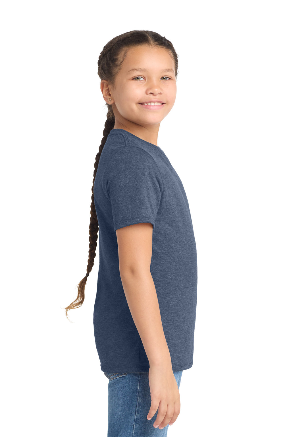 District Youth Perfect Tri Tee. DT130Y - Navy Frost - side
