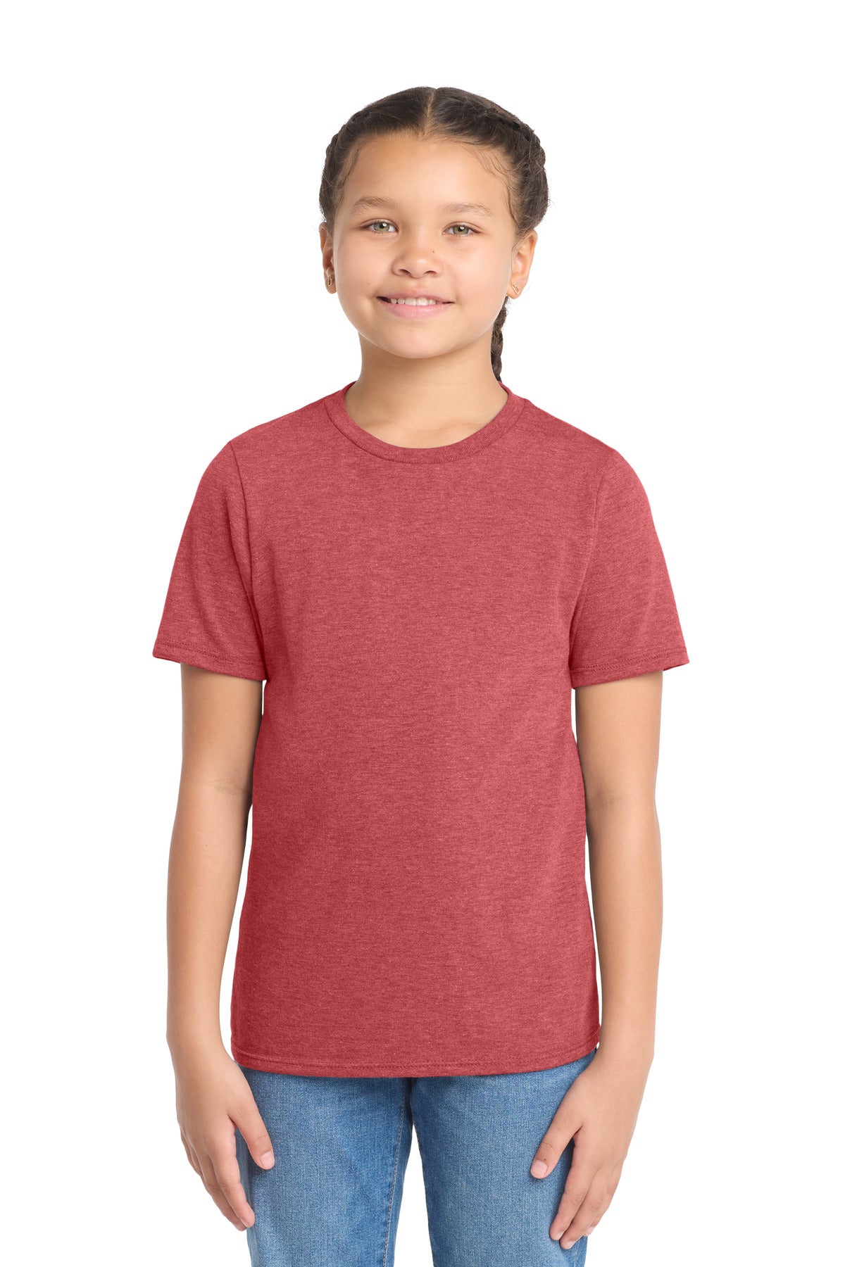 District Youth Perfect Tri Tee. DT130Y - Red Frost - front