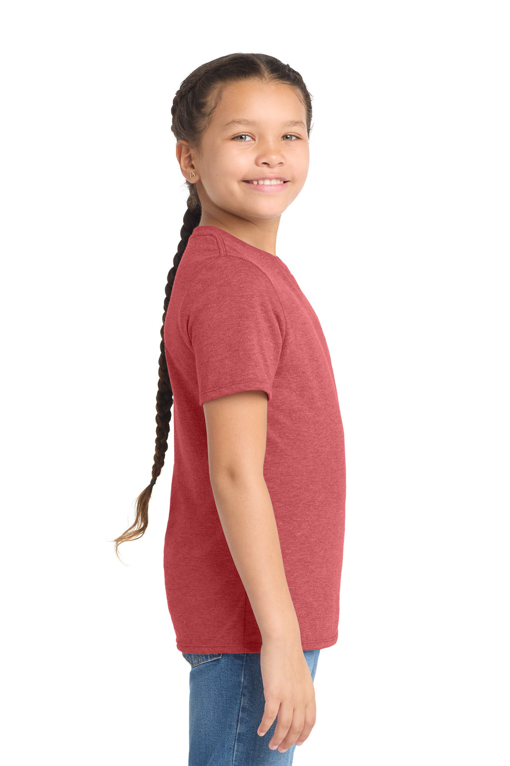 District Youth Perfect Tri Tee. DT130Y - Red Frost - side