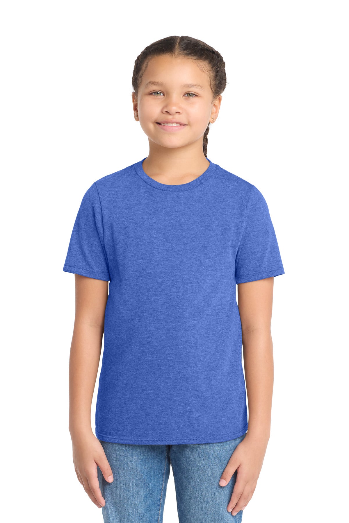 District Youth Perfect Tri Tee. DT130Y - Royal Frost - front