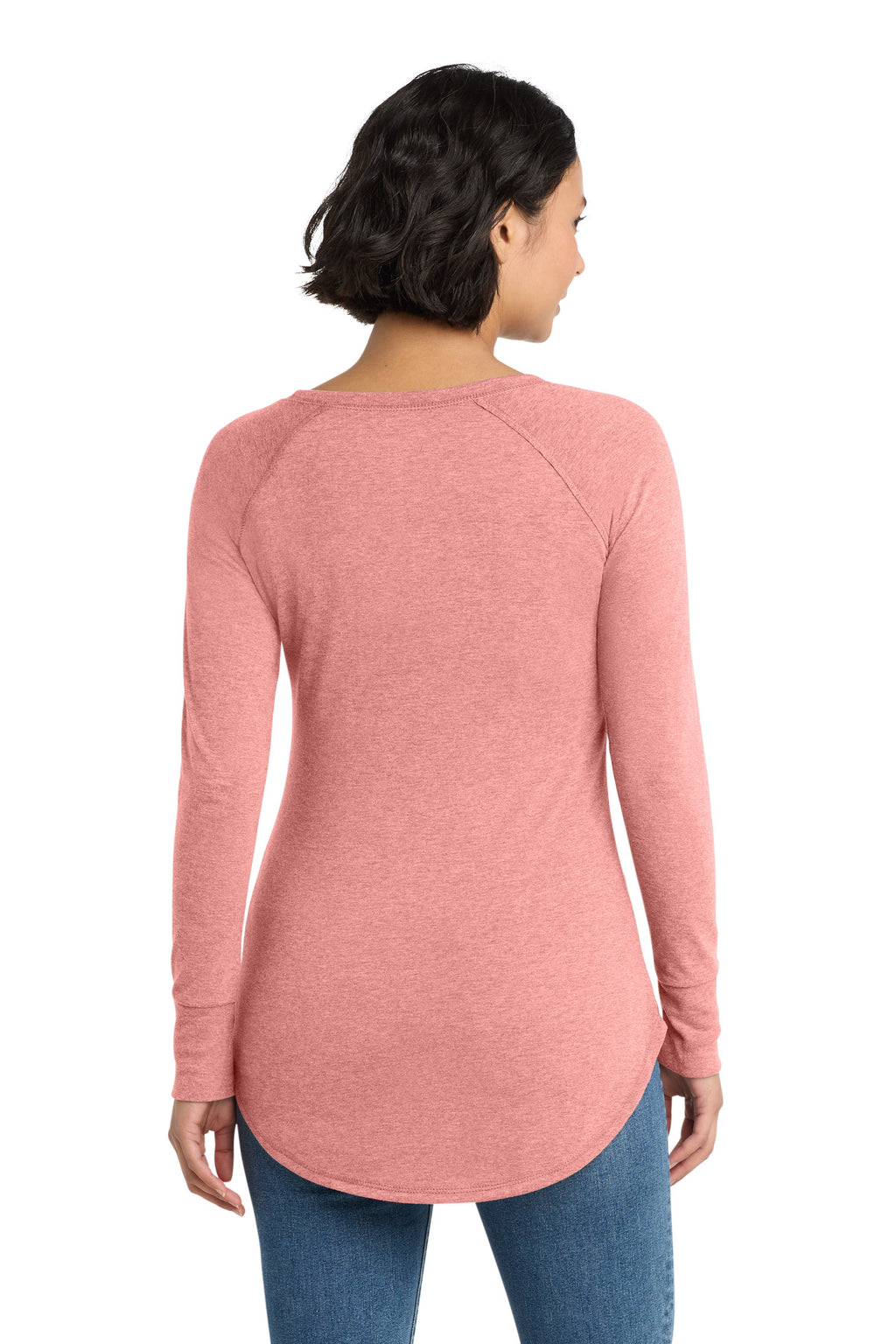 District Women's Perfect Tri Long Sleeve Tunic Tee. DT132L - Blush Frost - back