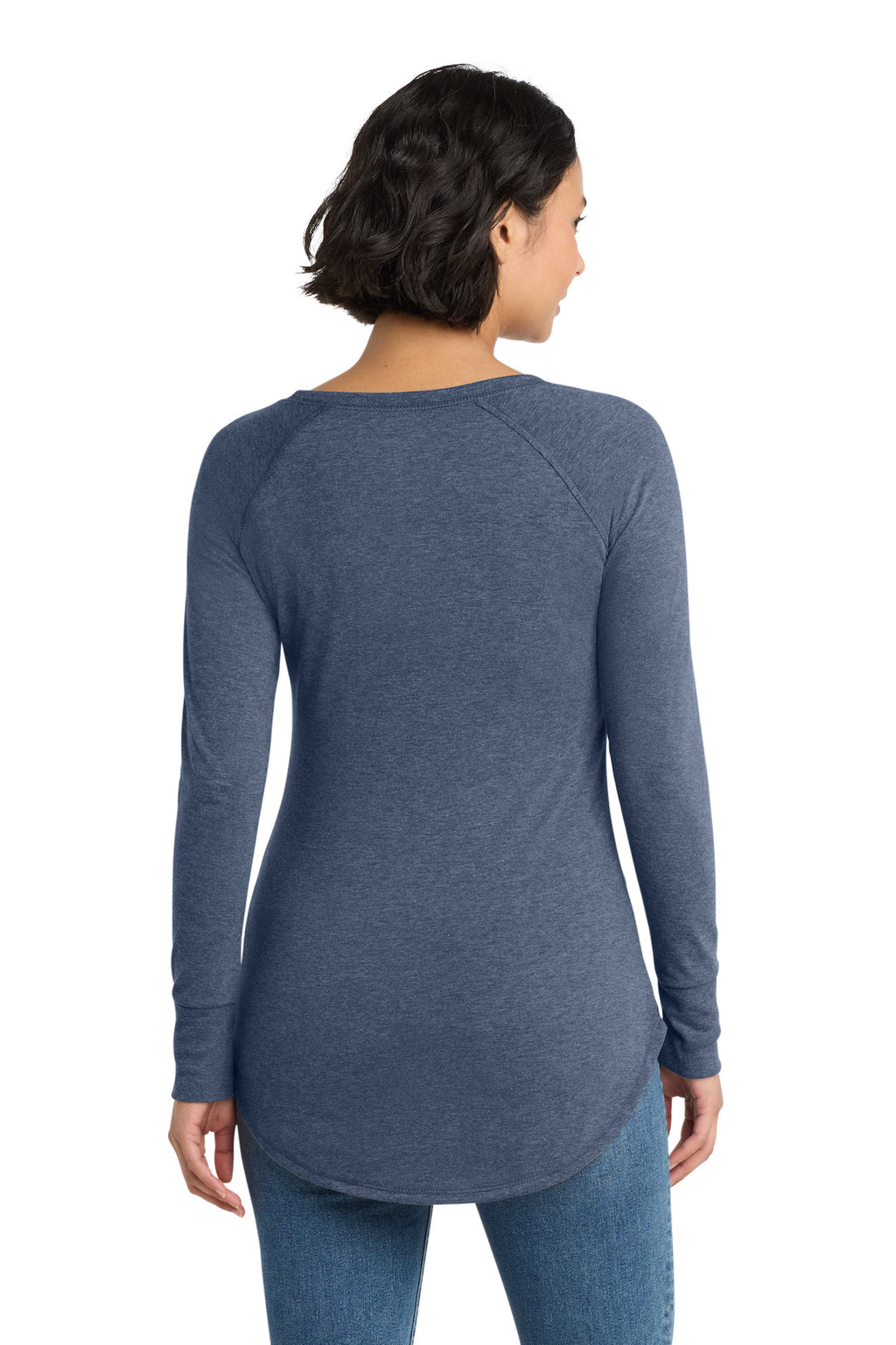 District Women's Perfect Tri Long Sleeve Tunic Tee. DT132L - Navy Frost - back