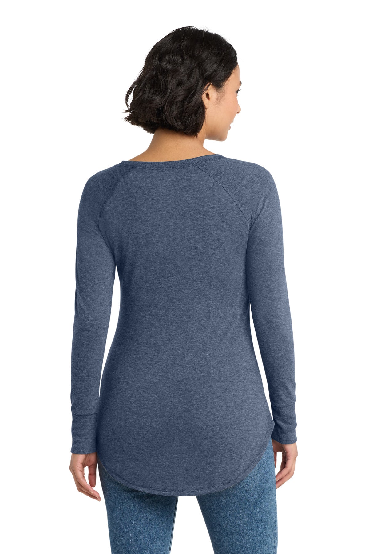 District Women's Perfect Tri Long Sleeve Tunic Tee. DT132L - Navy Frost - back