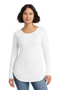 District Women's Perfect Tri Long Sleeve Tunic Tee. DT132L - White - front